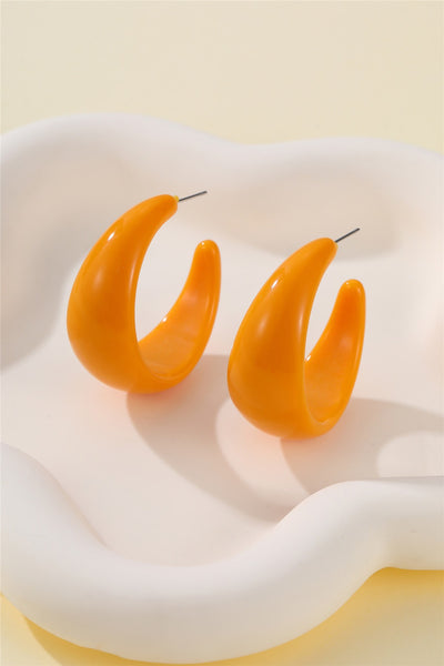 Retro High-Shine Acrylic Chunky Hoop Earrings | 40E478