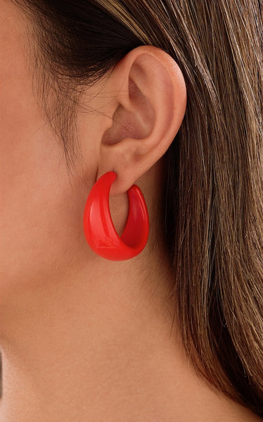 Retro High-Shine Acrylic Chunky Hoop Earrings | 40E478