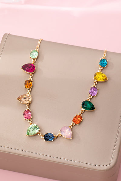 Rainbow Pear Gemstone Dangle Necklace | 80N92848