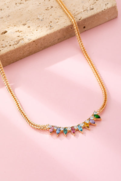 Rainbow Marquise Drop Bib Necklace | 80N92850