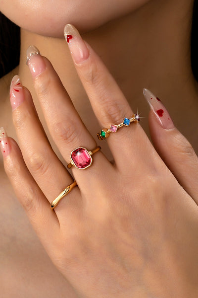 Rainbow Gemstone Organic Statement Ring | 80R238