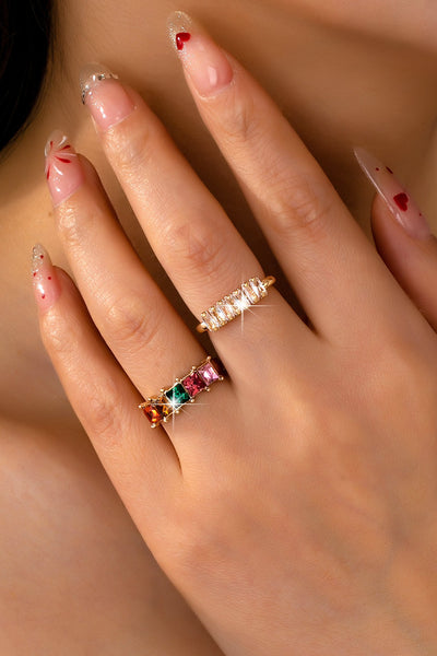 Rainbow Crystal Wrap Ring 2pcs Set | 80R241