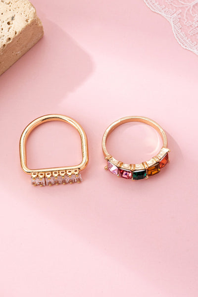 Rainbow Crystal Wrap Ring 2pcs Set | 80R241