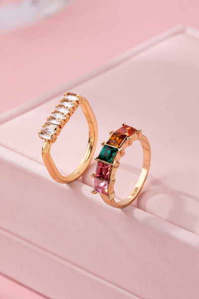 Rainbow Crystal Wrap Ring 2pcs Set | 80R241