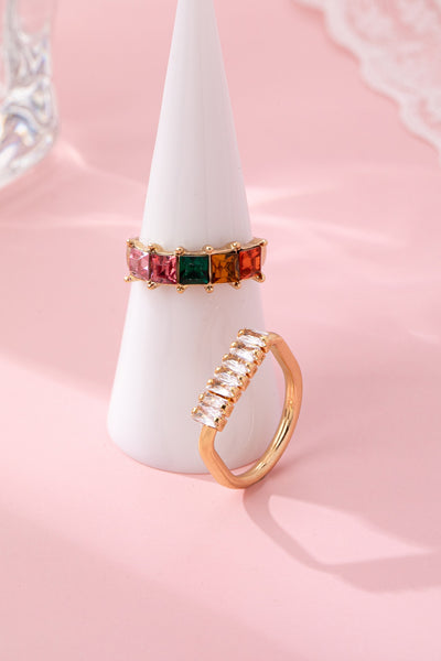 Rainbow Crystal Wrap Ring 2pcs Set | 80R241