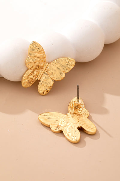 Textured Gold Butterfly Stud Earrings | 80E62062
