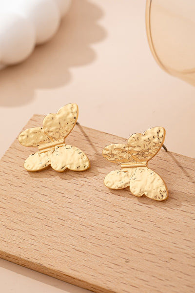 Textured Gold Butterfly Stud Earrings | 80E62062