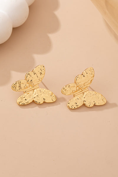 Textured Gold Butterfly Stud Earrings | 80E62062