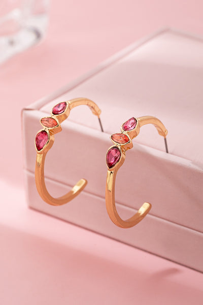 Fuchsia Marquise Crystal Hoop Earrings | 80E62089