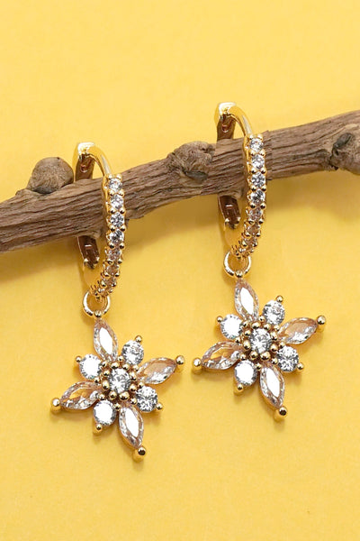 Sparkling Flower Hoop Drop Earrings | 40E484