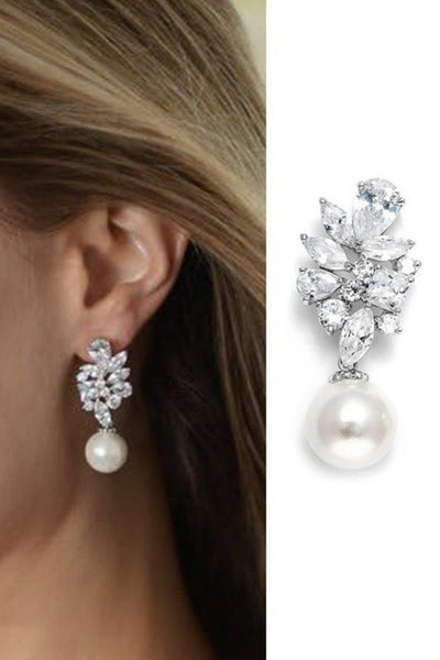 Marquise Crystal & Pearl Drop Earrings | 40E486