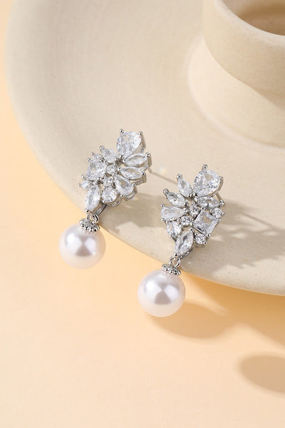 Marquise Crystal & Pearl Drop Earrings | 40E486