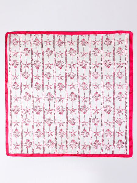 Nautical Shell & Starfish Print Silk-Feel Scarf | 40SC706