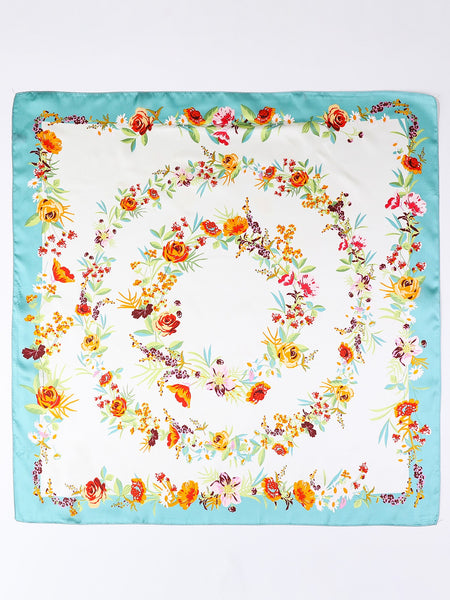 Spring Meadow Floral Silk-Feel Scarf | 40SC707