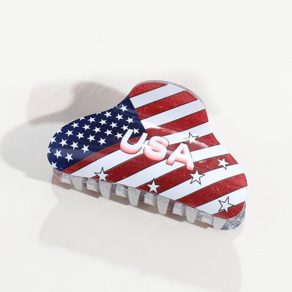 4TH OF JULY STAR USA FLAG HAIR CLAW  CLIPS | 40H1072
