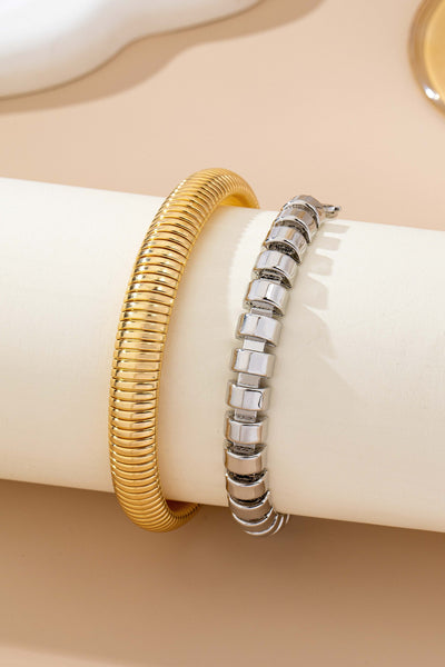 Two-Tone Mixed Chain Bangle Set | 80B1686