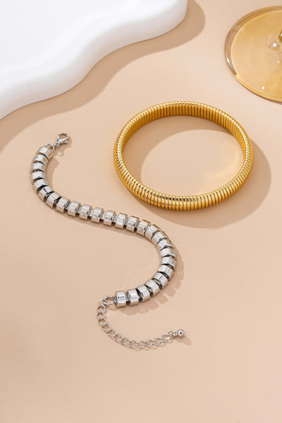 Two-Tone Mixed Chain Bangle Set | 80B1686