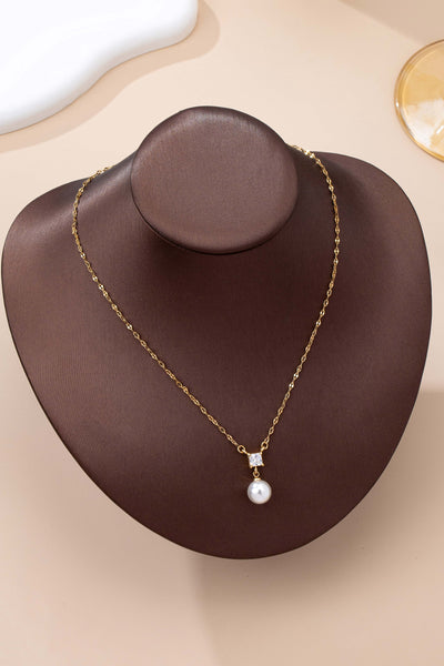 Classic CZ Crystal & Pearl Pendant Necklace | 80N92872