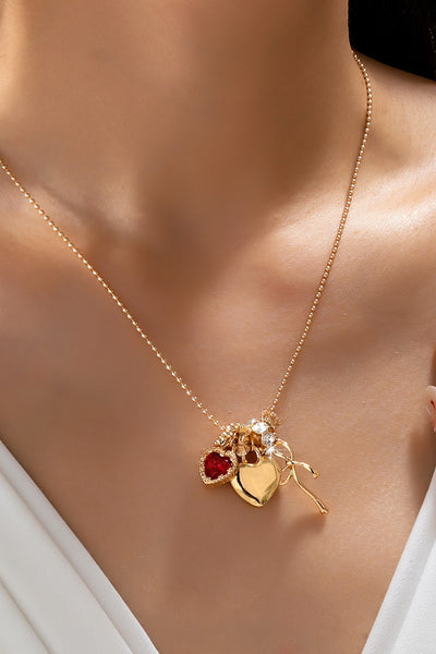 Multi-Charm Heart and Bow Necklace | 80N92882