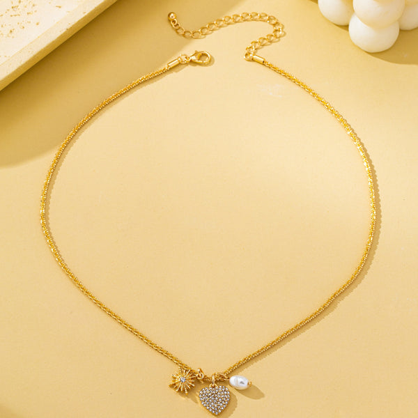 Celestial Heart & Pearl Charm Necklace | 80N93235