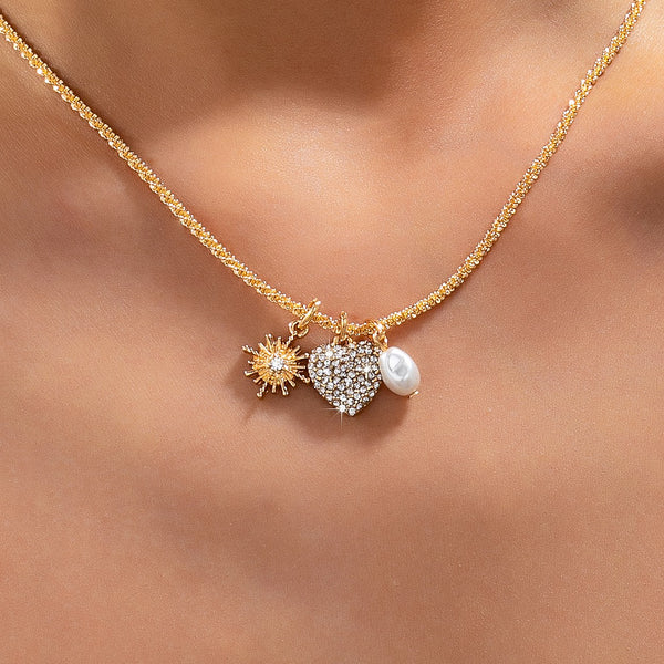 Celestial Heart & Pearl Charm Necklace | 80N93235