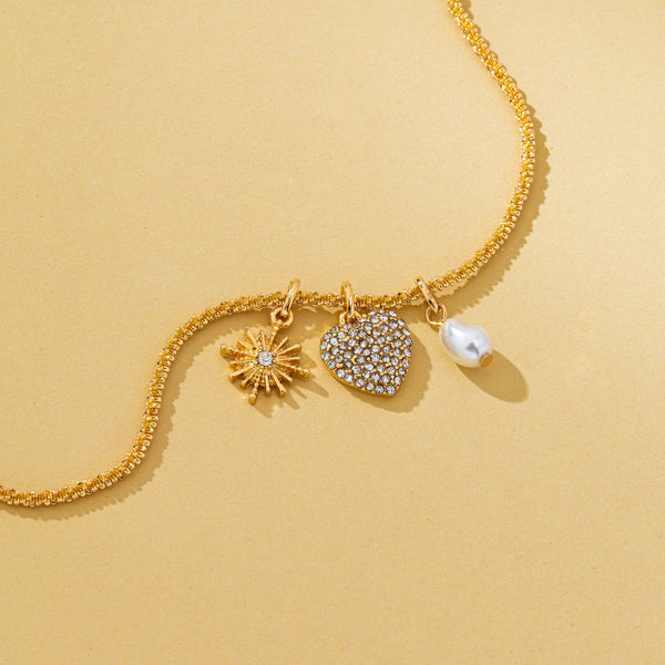 Celestial Heart & Pearl Charm Necklace | 80N93235