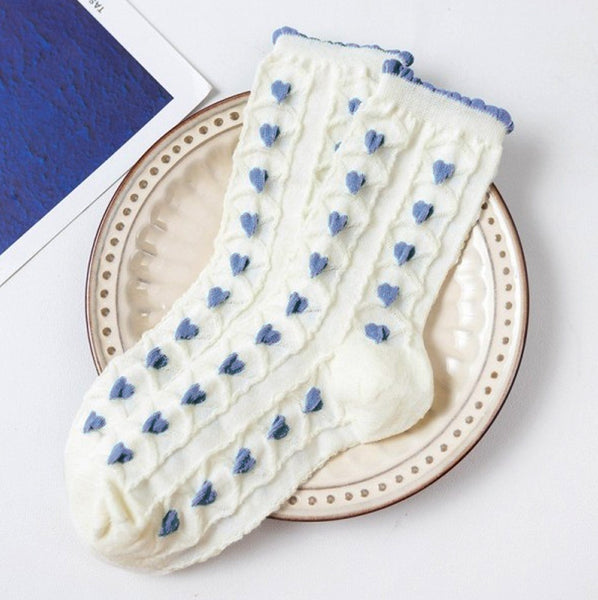Woman Embroidered Texture Crew Sock | 40S02085