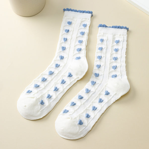 Woman Embroidered Texture Crew Sock | 40S02085