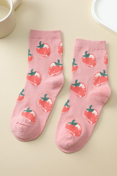 Strawberry-Theme Crew Sock | 40S02086