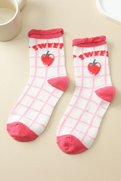 Strawberry-Theme Crew Sock | 40S02086