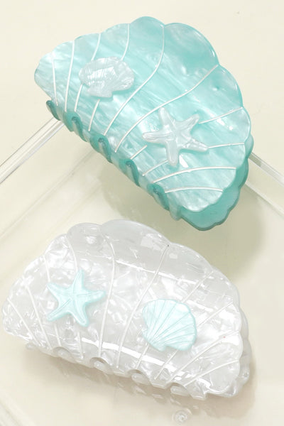 Nautical Shell and Starfish Hair Claw Clip | 40H1074