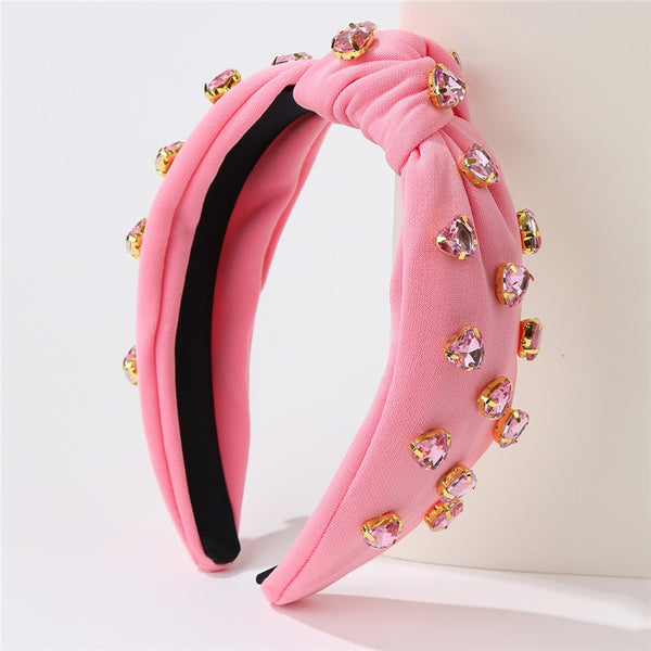 Heart Crystal Embellished Knot Headband | 40HB195