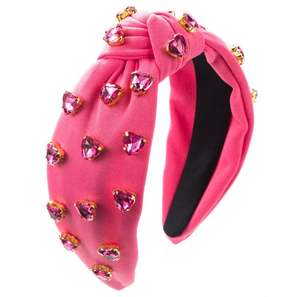 Heart Crystal Embellished Knot Headband | 40HB195