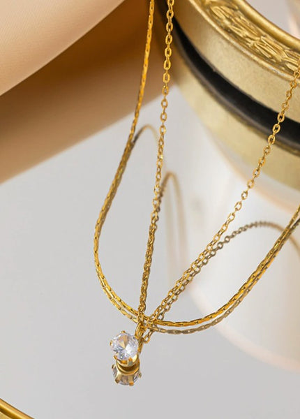 18K STAINLESS STEEL TARNISH FREE LAYERED NECKLACE | 40NK9682