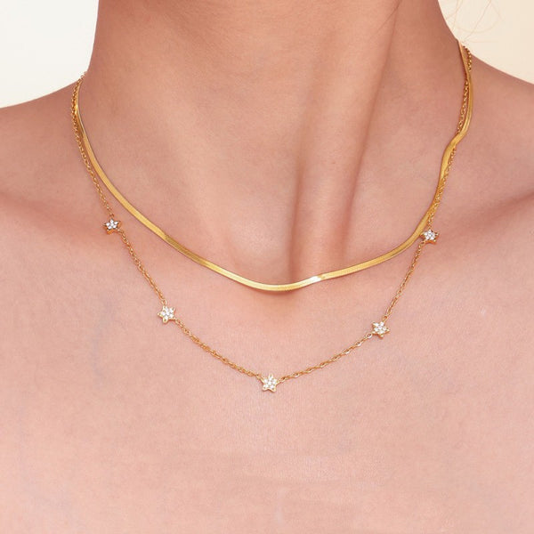 18K STAINLESS STEEL TARNISH FREE LAYERED NECKLACE | 40NK9686