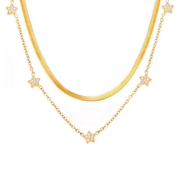 18K STAINLESS STEEL TARNISH FREE LAYERED NECKLACE | 40NK9686