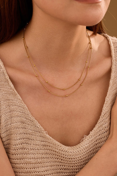 18K STAINLESS STEEL TARNISH FREE LAYERED NECKLACE | 40NK9684