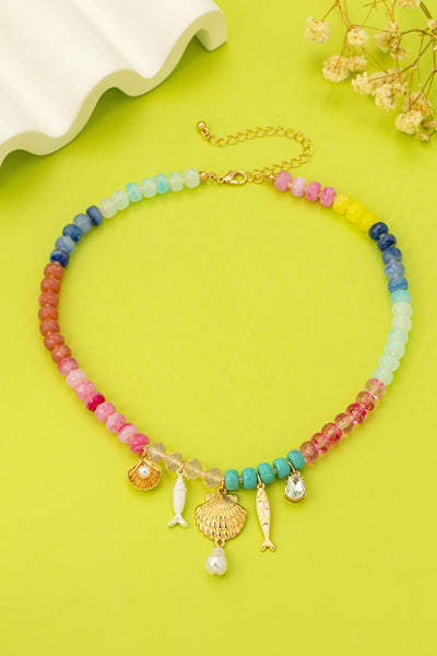 Nautical Multi-Color Beaded Charm Necklace | 80N92901