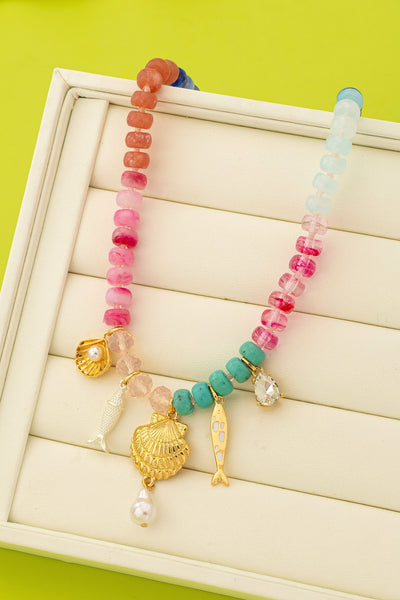 Nautical Multi-Color Beaded Charm Necklace | 80N92901
