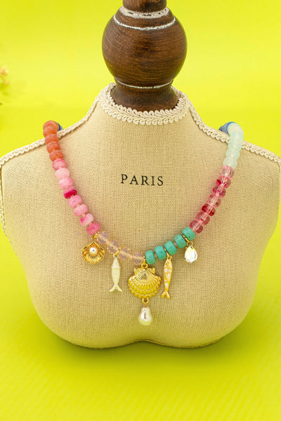 Nautical Multi-Color Beaded Charm Necklace | 80N92901