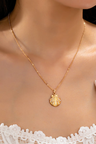 Pearl-Accented Shell Pendant Necklace | 80N92915