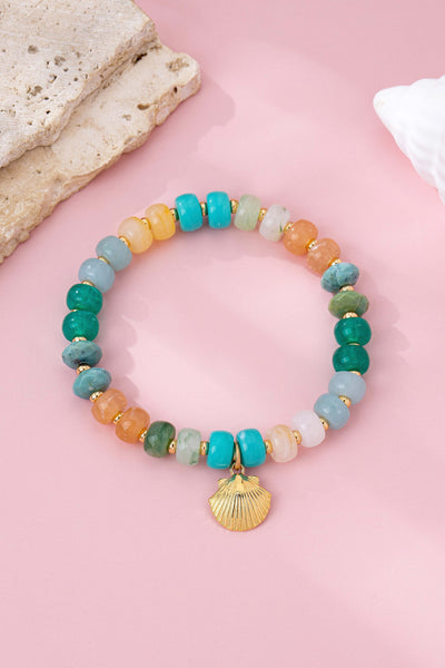 Earth Tone Beaded Shell Bracelet | 80B1698