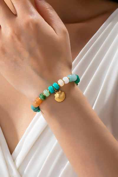 Earth Tone Beaded Shell Bracelet | 80B1698