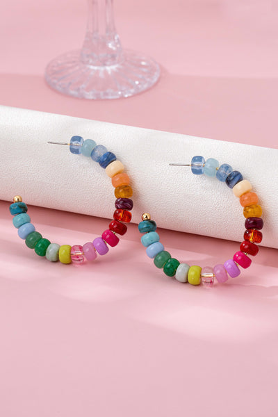 Multi-Color Beaded Hoop Earrings | 80E62019