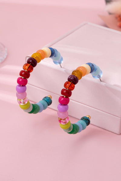 Multi-Color Beaded Hoop Earrings | 80E62019
