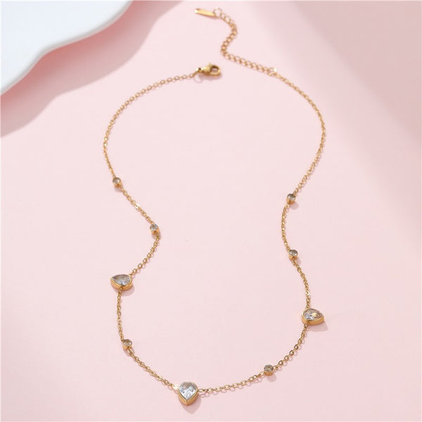 18K STAINLESS STEEL TARNISH FREE CZ NECKLACE | 40NK9693