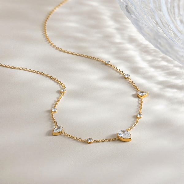 18K STAINLESS STEEL TARNISH FREE CZ NECKLACE | 40NK9693