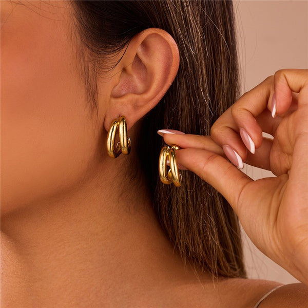 Double-Hoop Sculptural Earrings | 40E491