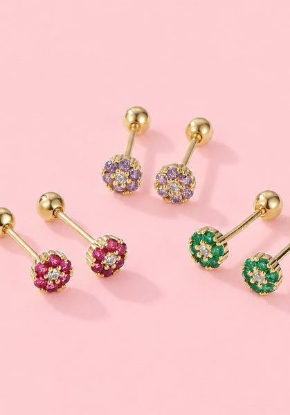 Colorful Crystal Flower Stud Earrings | 40E492
