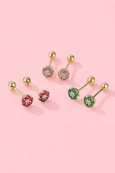 Colorful Crystal Flower Stud Earrings | 40E492